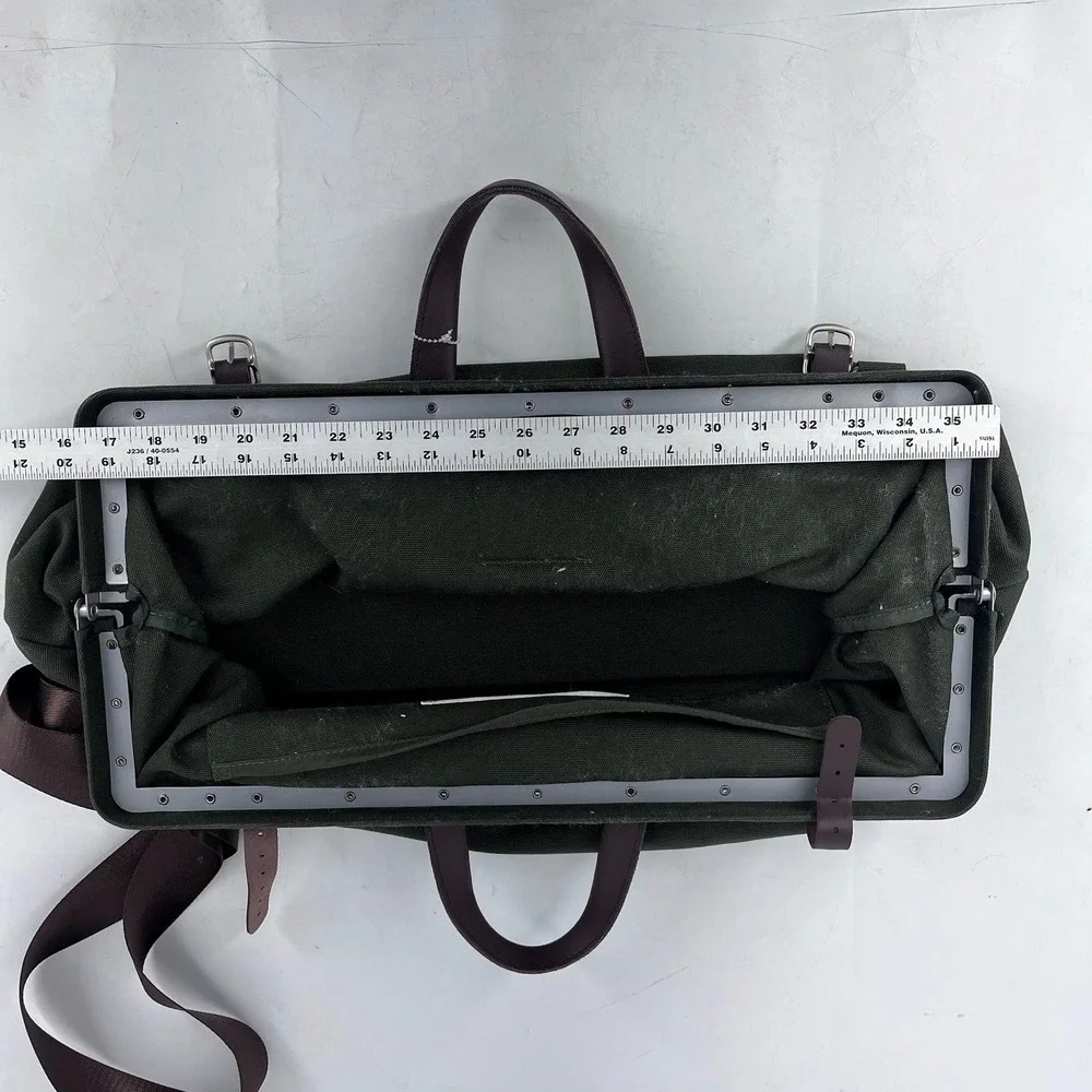 Line of Trade No. 0312 Olive Green Canvas Doctor Bag Weekender Duffel Strap